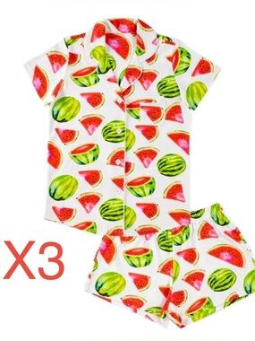 Hart + Land Women Short Sleeve Pima Cotton PJ Set - Watermelon Summer